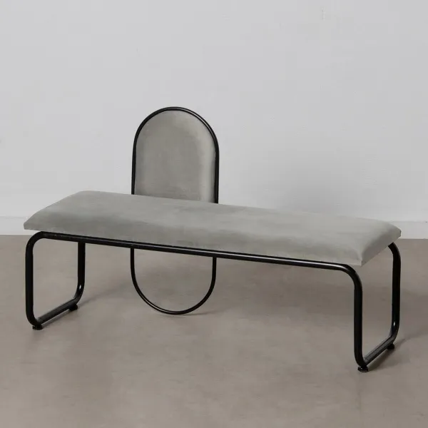 Банкетка 110 x 40 x 68 cm Синтетическая ткань Серый Металл
