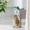 Вспомогательный стол Листья 35 x 35 x 50 cm Стеклянный Позолоченный Металл