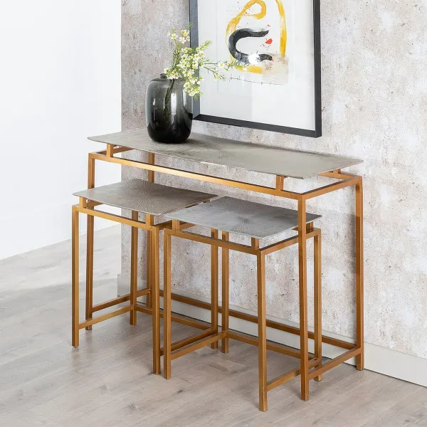 Set of furniture Golden Silver 109 x 38,1 x 78,7 cm
