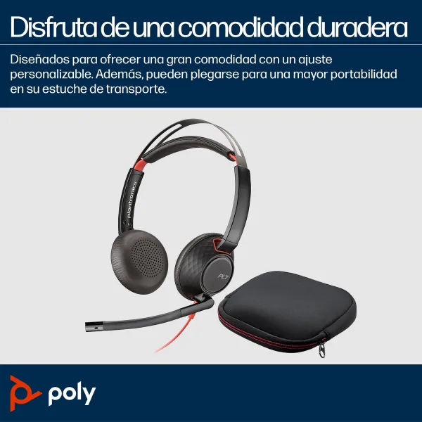 Austiņas ar Mikrofonu Poly Blackwire 5220 Melns