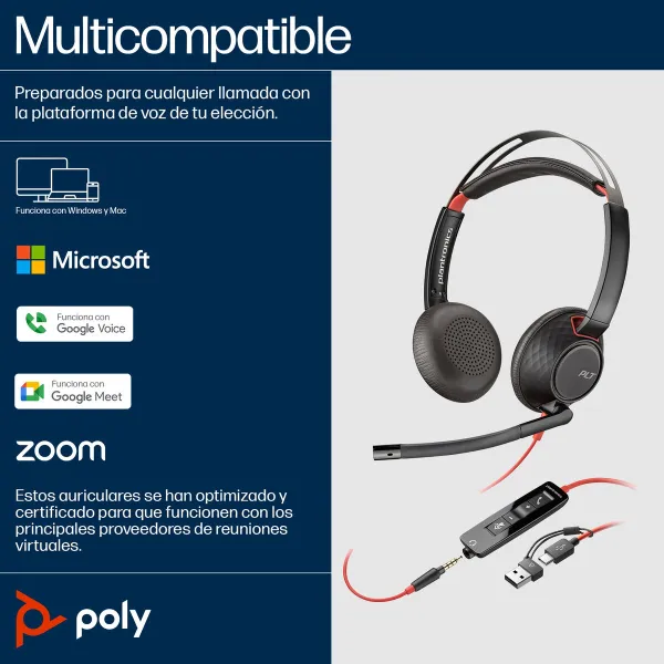 USB Cable Poly 93S88AA Black Red