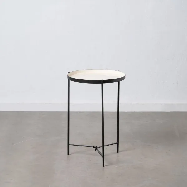 Side table 40,5 x 40,5 x 60,5 cm Black Cream Iron