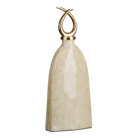 Vaza 24 x 13 x 64 cm Stiklas Auksinis Metalinis Balta