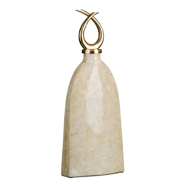 Vaza 24 x 13 x 64 cm Stiklas Auksinis Metalinis Balta