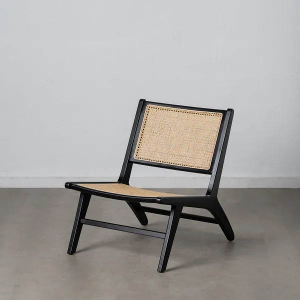 atzveltnes krēsls Melns Dabisks Koks Rotangpalma Kaučuka koks 60,5 x 73,5 x 72,5 cm
