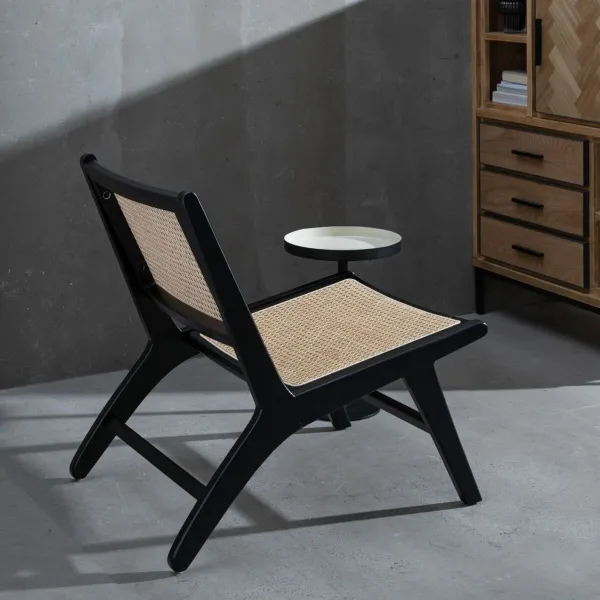 atzveltnes krēsls Melns Dabisks Koks Rotangpalma Kaučuka koks 60,5 x 73,5 x 72,5 cm