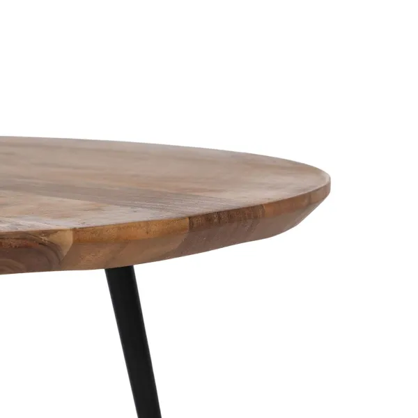 Set of 2 tables Musta Luonnollinen Metalli Rauta Akaasia 70 x 70 x 40 cm (2 osaa)