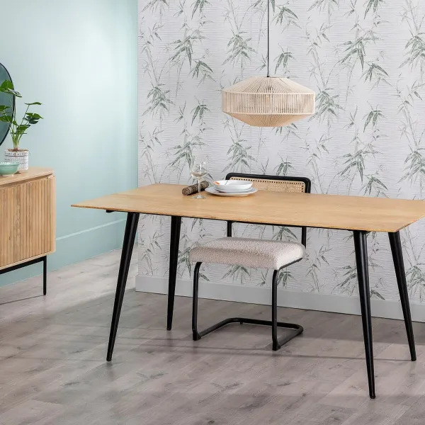 Pusdienu galds Dabisks Melns Koks Dzelzs 160 x 90 x 77 cm