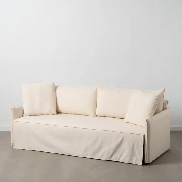Sofa-lova 200 x 94 x 86 cm Sintetinis audinys Kreminė