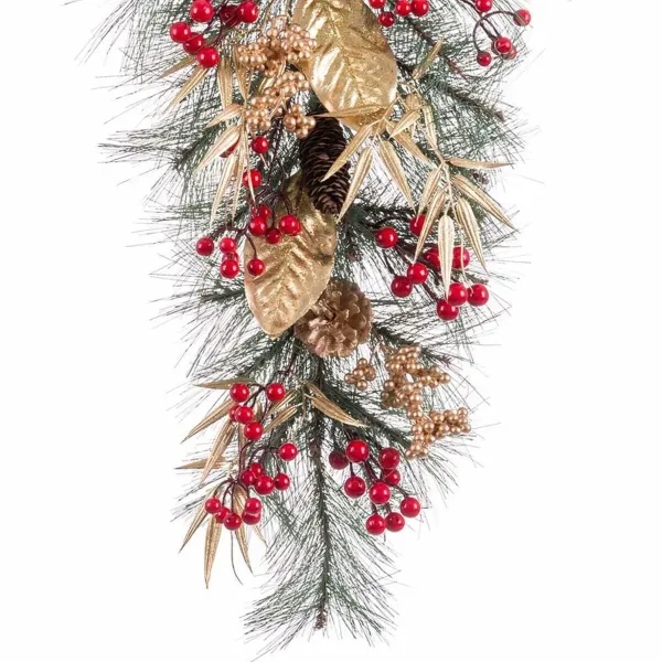 Door Hanger Multicolour Golden Plastic Pineapples Christmas 30 x 12 x 60 cm 60 cm