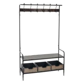 Vestibila galds ar atvilktnēm BRICK Mēteļu plaukts Brūns Melns Dzelzs 111 x 37 x 185 cm