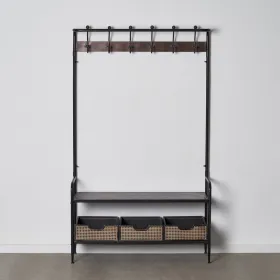 Vestibila galds ar atvilktnēm BRICK Mēteļu plaukts Brūns Melns Dzelzs 111 x 37 x 185 cm