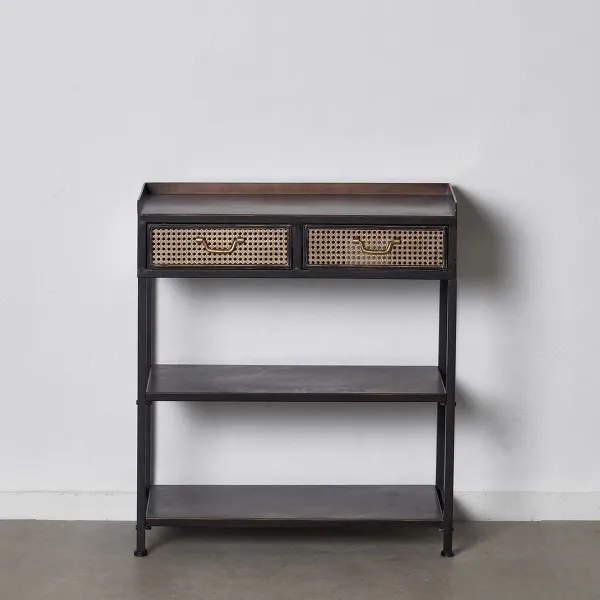 Vestibila galds ar 2 atvilktnēm BRICK Brūns Melns Dzelzs 75,5 x 38 x 85 cm