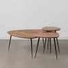 Set of 3 tables Black Natural Iron Acacia 86 x 81 x 43 cm (3 Units)
