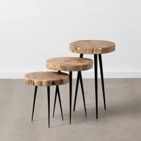 Set of 3 tables Natural Iron 40 x 38 x 62,3 cm (3 Units)