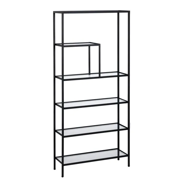 Plaukti Melns Stikls Dzelzs 70 x 23 x 161 cm