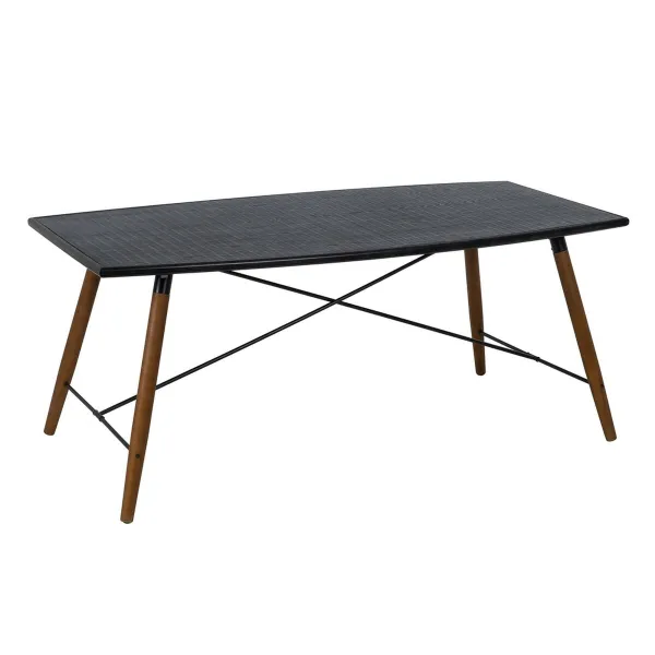 Pusdienu galds OSLO Melns Dabisks Koks Dzelzs Koks MDF 179 x 90 x 75 cm