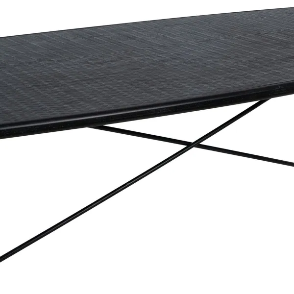 Pusdienu galds OSLO Melns Dabisks Koks Dzelzs Koks MDF 179 x 90 x 75 cm