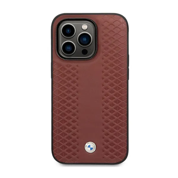 BMW Leather Diamond Pattern MagSafe - Case for iPhone 14 Pro Max (Burgundian)