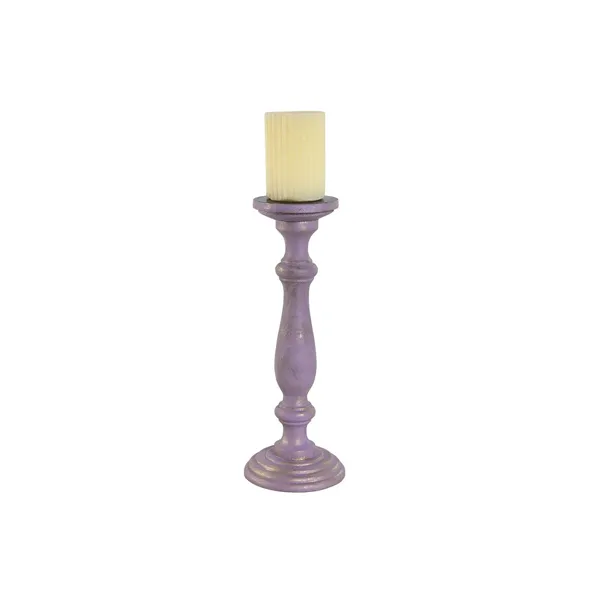 Candle Holder Home ESPRIT Metal Mango wood Shabby Chic 12 x 12 x 34 cm