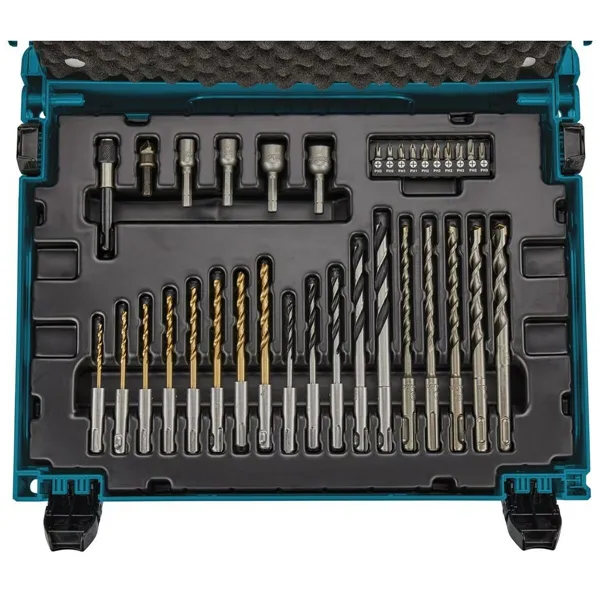 Set of drill and screwdriver bits Makita B-69478 Drill bit carrier Aluminium 65 Pieces