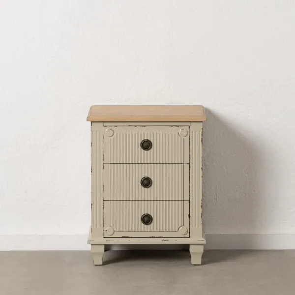 Naktsskapītis Krēmkrāsa Dabisks Egles koksne Koks MDF 48 x 36 x 61 cm