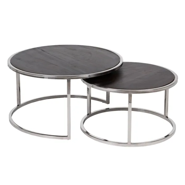 Set of 2 tables Ruskea Hopeinen 75 x 75 x 41 cm (2 osaa)