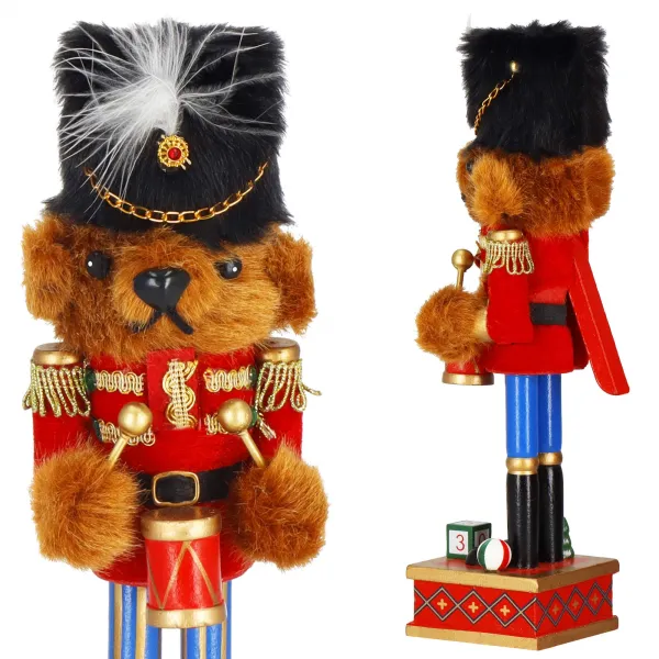 Nutcracker bear with drum wooden bear Christmas figurine 37.5 cm
