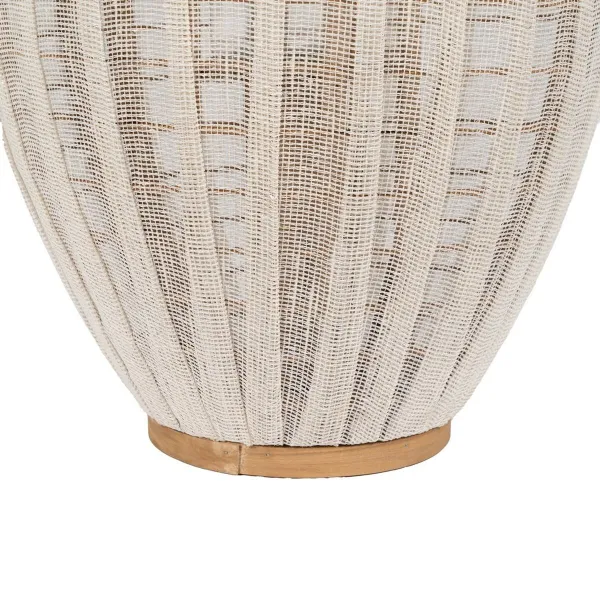 Фонарь Бежевый Натуральный Бамбук Стеклянный 36 x 36 x 56 cm