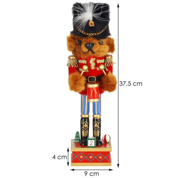 Nutcracker bear with drum wooden bear Christmas figurine 37.5 cm