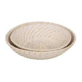 Galda rotājums Balts Bambuss Rotangpalma 35 x 35 x 8 cm (2 gb.)