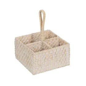 Piederumu grozs Balts Bambuss Rotangpalma 19 x 19 x 27 cm
