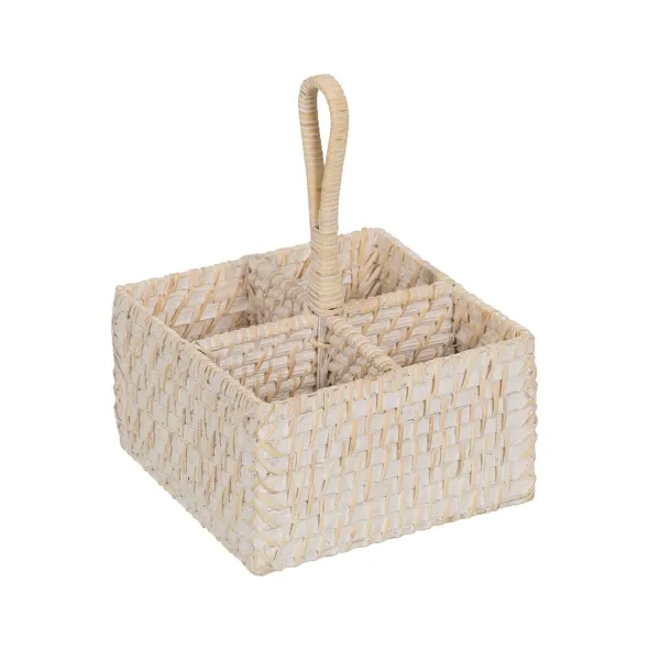 Piederumu grozs Balts Bambuss Rotangpalma 19 x 19 x 27 cm
