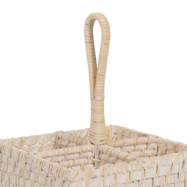 Piederumu grozs Balts Bambuss Rotangpalma 19 x 19 x 27 cm