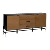 Sivupöytä ORLEANS Musta Luonnollinen Rauta Puu MDF 164 x 40 x 75 cm