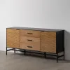 Sivupöytä ORLEANS Musta Luonnollinen Rauta Puu MDF 164 x 40 x 75 cm