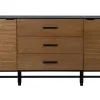 Sivupöytä ORLEANS Musta Luonnollinen Rauta Puu MDF 164 x 40 x 75 cm