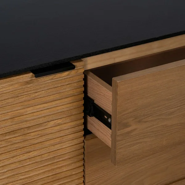 Indauja ORLEANS Juoda Natūralus Geležis Medžio MDF 164 x 40 x 75 cm