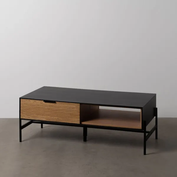 Centrālais galds ORLEANS Melns Dabisks Dzelzs Koks MDF 124 x 60 x 43,5 cm
