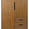 Sivupöytä ORLEANS Musta Luonnollinen Rauta Puu MDF 104 x 53 x 203 cm