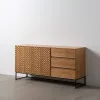 Sivupöytä MARIGNI Musta Luonnollinen Rauta Puu MDF 160 x 42,5 x 79 cm