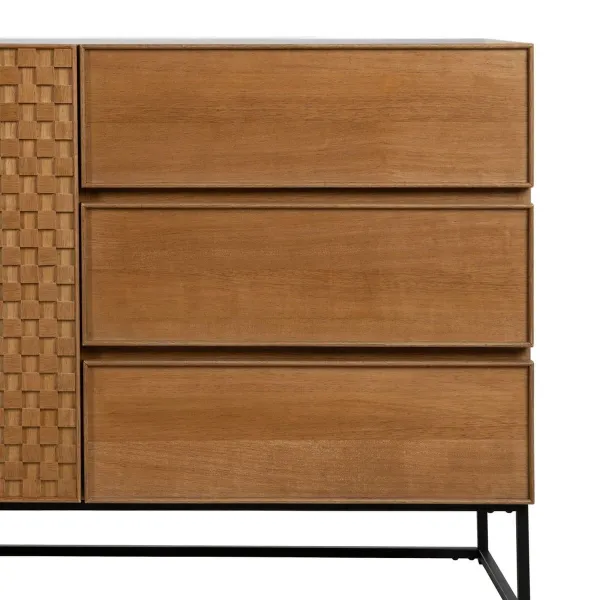 Sideboard MARIGNI Black Natural Iron MDF Wood 160 x 42,5 x 79 cm