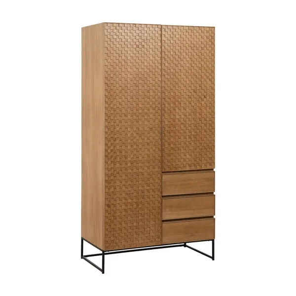 Sivupöytä MARIGNI Musta Luonnollinen Rauta Puu MDF 98,5 x 55 x 199,5 cm