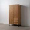 Sivupöytä MARIGNI Musta Luonnollinen Rauta Puu MDF 98,5 x 55 x 199,5 cm