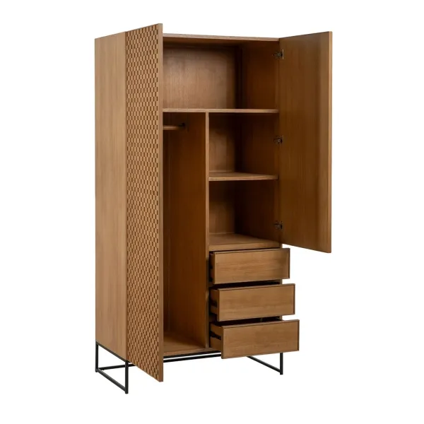 Sivupöytä MARIGNI Musta Luonnollinen Rauta Puu MDF 98,5 x 55 x 199,5 cm
