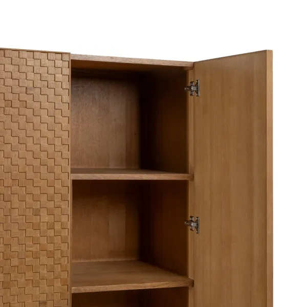 Sivupöytä MARIGNI Musta Luonnollinen Rauta Puu MDF 98,5 x 55 x 199,5 cm