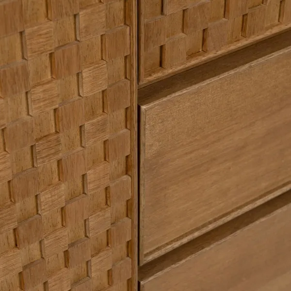 Sivupöytä MARIGNI Musta Luonnollinen Rauta Puu MDF 98,5 x 55 x 199,5 cm
