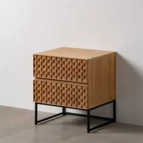 Naktsskapītis MARIGNI Melns Dabisks Dzelzs Pelnu koks Koks MDF 51,5 x 42 x 56,5 cm