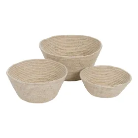 Monikäyttöinen kori Luonnollinen Vihvilät 30 x 30 x 15 cm (3 Kappaletta)