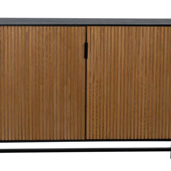 Sideboard ORLEANS Black Natural Iron MDF Wood 204 x 40 x 81,5 cm